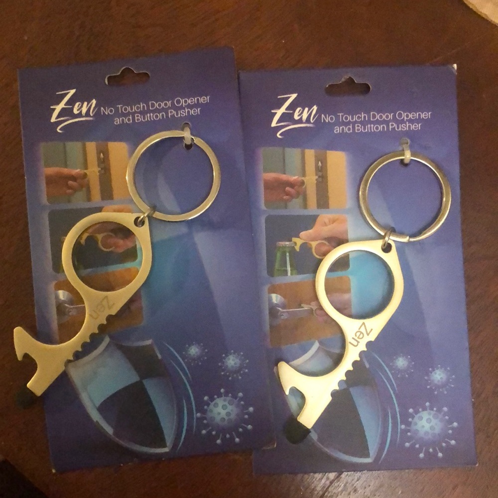Keyrings with no touch door openers and button pushers from Zen